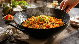 Je prépare ce riz sauté carottes-poireau à la sauce soja dès que je veux un dîner healthy express