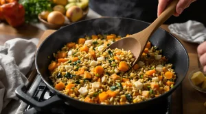 Je prépare ce riz sauté carottes-poireau à la sauce soja dès que je veux un dîner healthy express